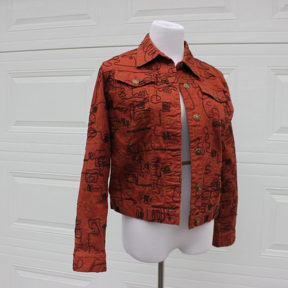 Ruby Rd. Burnt Orange Abstract Embroidered Jacket - Picture 6 of 15